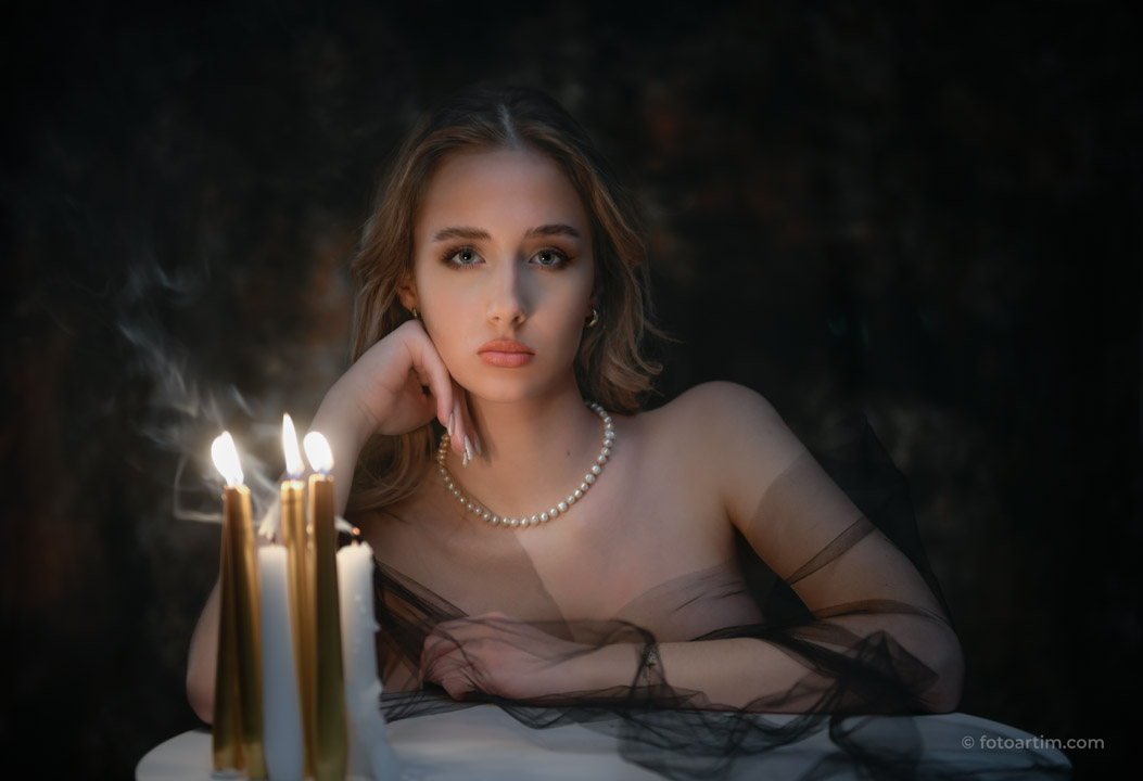 portret panieński przy świecach